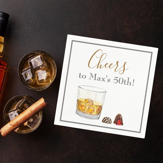 ウイスキー水彩チョコレートトリュフ誕生日 スタンダードカクテルナプキン