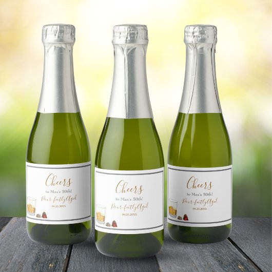 ウイスキー水彩チョコレートトリュフ誕生日 スパークリングワインラベル