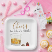 ウイスキー水彩チョコレートトリュフ誕生日 ペーパープレート (パーティー)