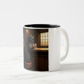 ウイスキー猫：2トーンのコーヒーマグ ツートーンマグカップ (正面右)