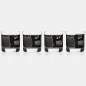 ウイスキー眼鏡 – ブラックと金ゴールドトランプのポーカーデザイン ウイスキーグラス (左)