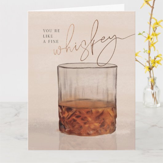ウイスキー素晴らし誕生日折りグリーティングカード カード (黄色い花)