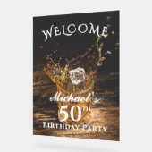 ウイスキー素朴バースデーパーティーへようこそアクリル看板 アクリルサイン (傾斜)