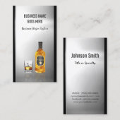 ウイスキー酒屋ブラッシュステンレス鋼メタル 名刺 (正面/裏面)