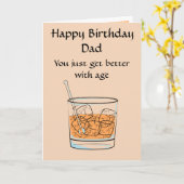 ウイスキー&アイスパパ誕生日グリーティングカード カード (黄色い花)