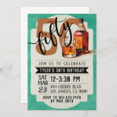 ウイスキー&シガー50th誕生日招待状 招待状 (正面/裏面)