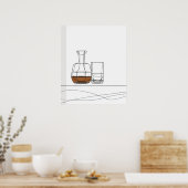 ウイスキー・デカンター素晴らしガラス線ミニマリスト ポスター (キッチン)