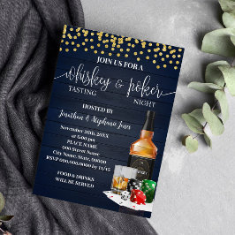 ウイスキー&トランプのポーカーナイトパーティードリンクナイトアウト 招待状
