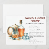 ウイスキー&応援 – 編集可能な父の日 招待状 (正面/裏面)