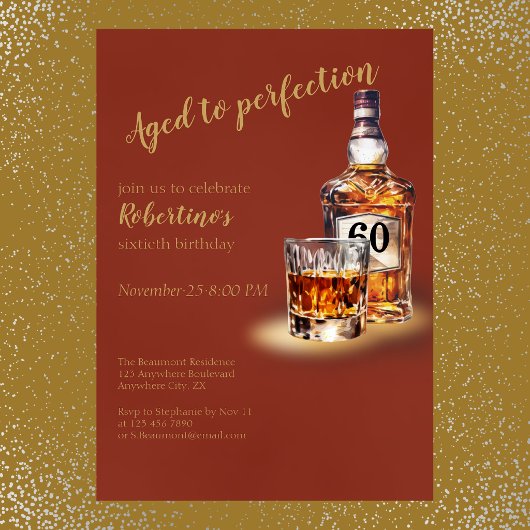 ウイスキー Aged to Perfection 男性の60歳の誕生日 招待状