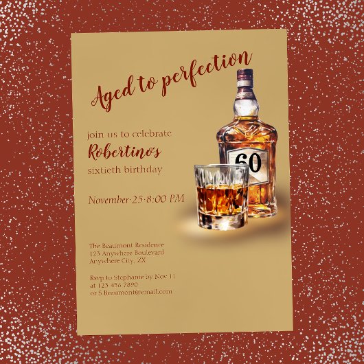 ウイスキー Aged to Perfection 男性の60歳の誕生日 招待状