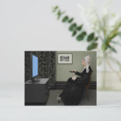 ウイスラーの母親がリモコンでテレビを見る ポストカード (スタンド正面)