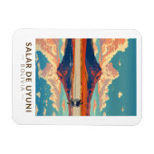 ウイニソルトフラットボリビア二輪車旅行アート マグネット (横)