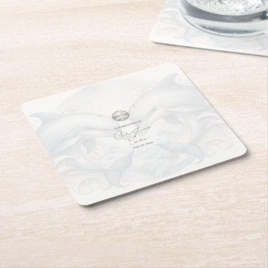 ウイモダンムイ結婚イルカ スクエアペーパーコースター (アングル)