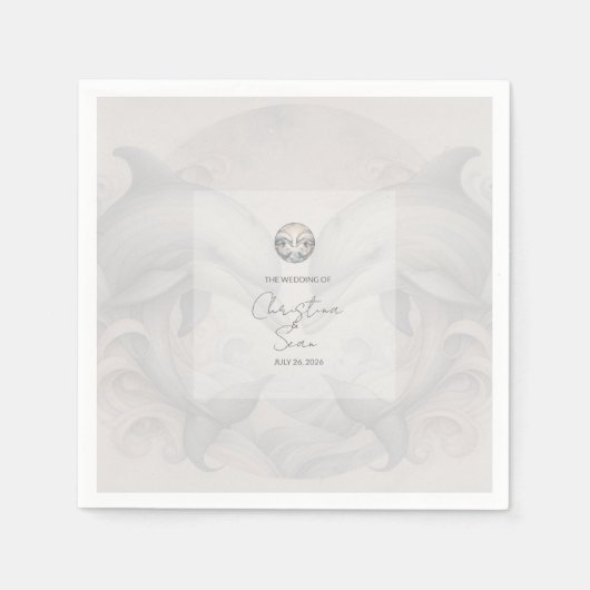 ウイモダンムイ結婚イルカ スタンダードカクテルナプキン (正面)