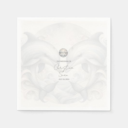 ウイモダンムイ結婚イルカ スタンダードカクテルナプキン (正面)