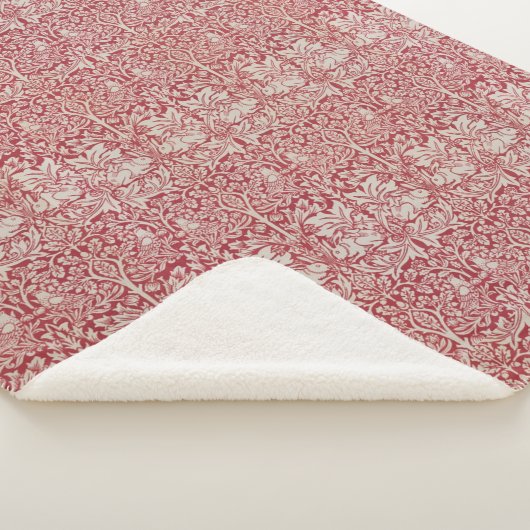 ウイリアムモリスヴィンテージ動物の鳥のウサギピンク シェルパブランケット (3/4)