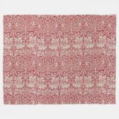 ウイリアムモリスヴィンテージ動物の鳥のウサギピンク フリースブランケット (正面(横))