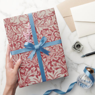 ウイリアムモリスヴィンテージ動物の鳥のウサギピンク ラッピングペーパー