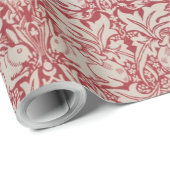ウイリアムモリスヴィンテージ動物の鳥のウサギピンク ラッピングペーパー (ロールコーナー)