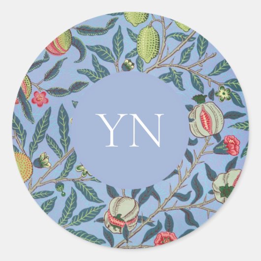 ウイリアムモリス封筒用シールザクロ柄 ラウンドシール (正面)