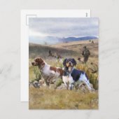 ウイル狩りとブリタニースパニエル犬，アート シーズンポストカード (正面/裏面)