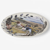 ウイル狩りとブリタニースパニエル犬，アート ペーパープレート (アングル)