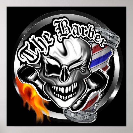 ウインキング理容師スカルポスター ポスター (正面)