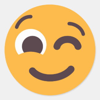 ウインキング顔かわいい愛らしい絵文字の編集可能な色 ラウンドシール