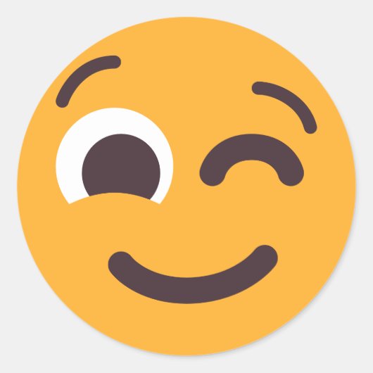 ウインキング顔かわいい愛らしい絵文字の編集可能な色 ラウンドシール (正面)