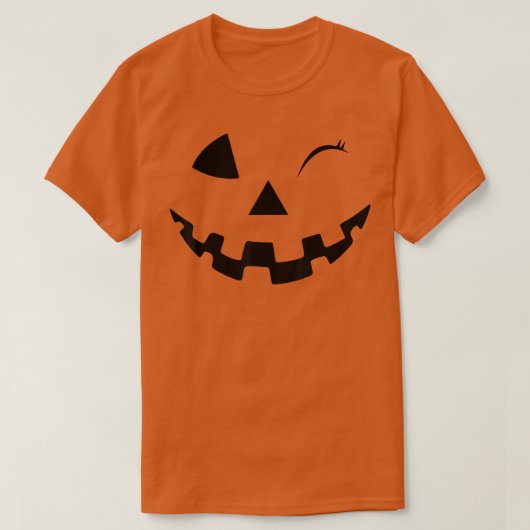 ウインクおもしろい顔パンプキンハロウィーンのカボチャのちょうちん衣装ハル Tシャツ (デザイン正面)