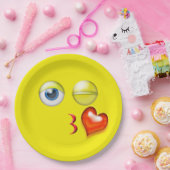 ウインク吹キス絵文字 ペーパープレート (パーティー)