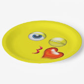 ウインク吹キス絵文字 ペーパープレート (アングル)