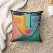 ウインク抽象芸術ポートレートの女性 クッション (ブランケット)