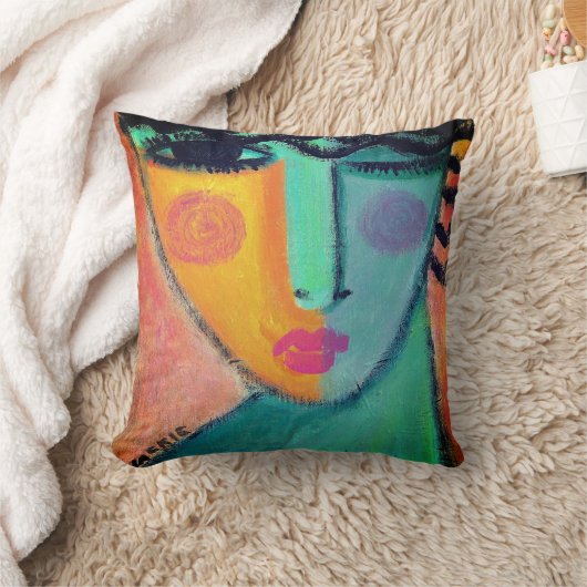 ウインク抽象芸術ポートレートの女性 クッション (ブランケット)