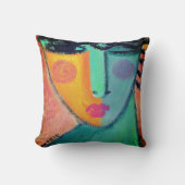 ウインク抽象芸術ポートレートの女性 クッション (正面)