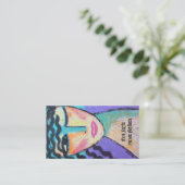 ウインク抽象芸術ポートレートの女性 名刺 (スタンド正面)