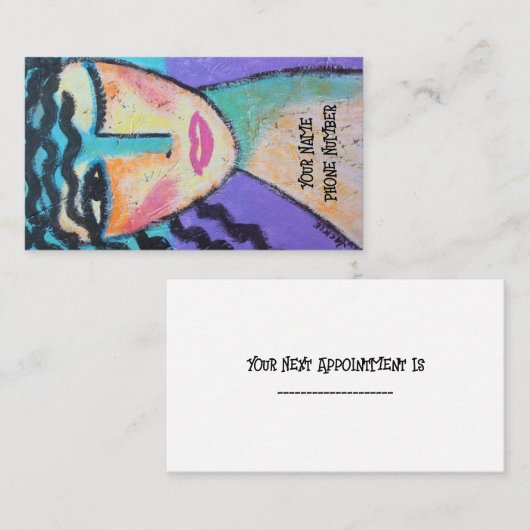 ウインク抽象芸術ポートレートの女性 名刺 (正面/裏面)