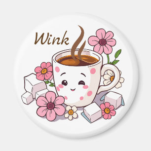ウインク!グッドモーニングかわいいかわいいコーヒー マグネット