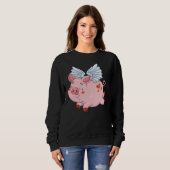 ウイングおもしろいグ付き飛んでいるピグ飛ぶ豚農家 スウェットシャツ (正面フル)