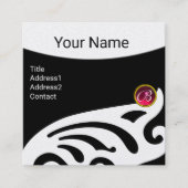 ウイングススタイリッシュルビージェムモノグラム白黒パール スクエア名刺 (正面)