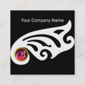 ウイングススタイリッシュルビージェムモノグラム白黒パール スクエア名刺 (裏面)