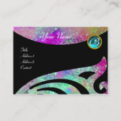ウイングスタイリッシュモノグラム、アクアブルーピンク、紫、ティール(緑がかった色) 名刺 (正面)
