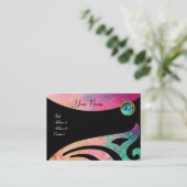 ウイングスタイリッシュモノグラム、アクアブルー、ピンク、グリーン、ティール(緑がかった色) 名刺 (スタンド正面)