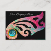 ウイングスタイリッシュモノグラム、アクアブルー、ピンク、グリーン、ティール(緑がかった色) 名刺 (裏面)