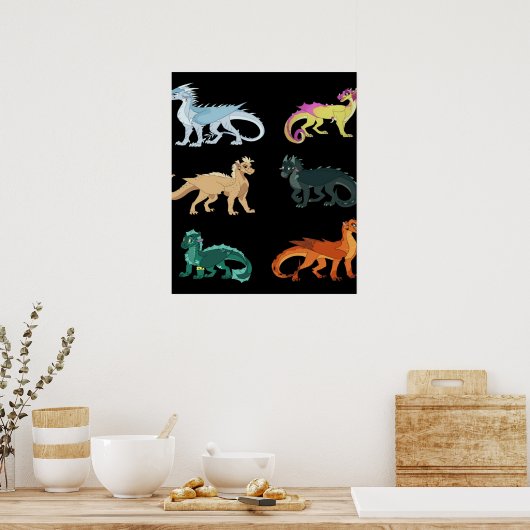 ウイングスファイアセットステッカー龍クラシック ポスター (キッチン)