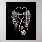 ウイングハートナース聴診器アメリカ国旗 ポスター (正面)