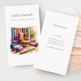 ウイングバックチェア及び布地、家具修復 名刺