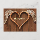 ウイング付きハートの木製ウェディングレセプション エンクロージャーカード (正面)