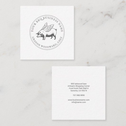 ウイング付きピグバーベキュー スクエア名刺 (正面/裏面)